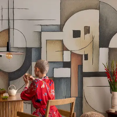 Vlies fotobehang op maat met een geometrisch harmonieus ontwerp