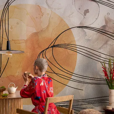 Sfeervol fotobehang met een harmonieuze abstracte print