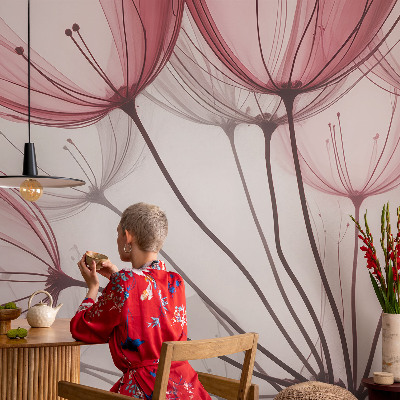Sfeervol fotobehang met bloemensilhouetten