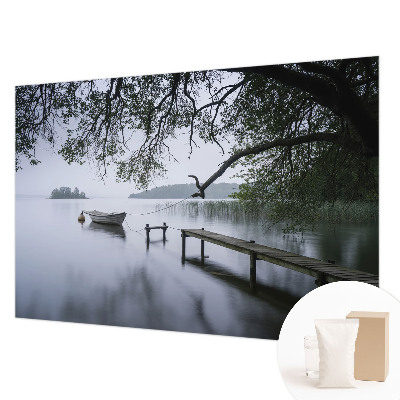 Fotobehang woonkamer met een rustig meer als print