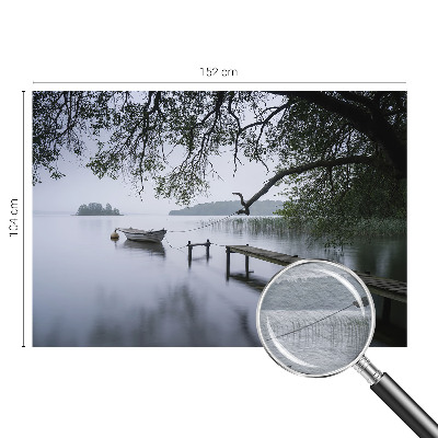 Fotobehang woonkamer met een rustig meer als print