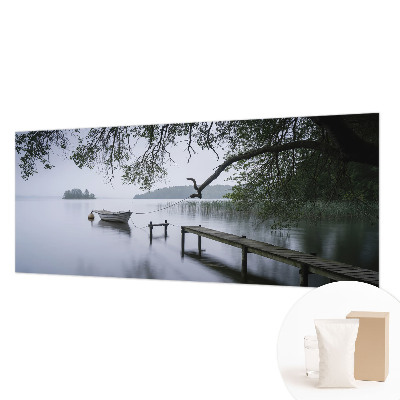 Fotobehang woonkamer met een rustig meer als print