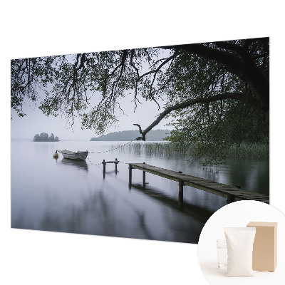 Fotobehang woonkamer met een rustig meer als print