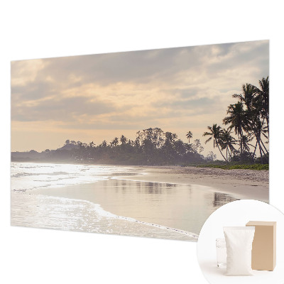 Naadloos fotobehang met een ochtend op het strand als print