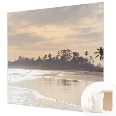 Naadloos fotobehang met een ochtend op het strand als print