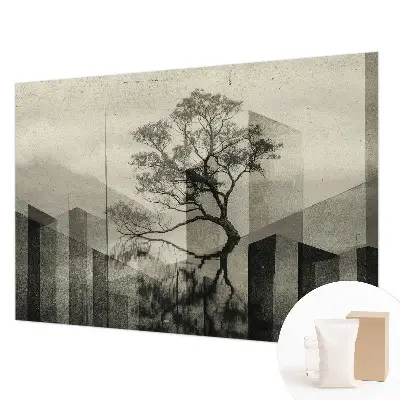 Fotobehang voor de slaapkamer met een rauwe, elegante uitstraling