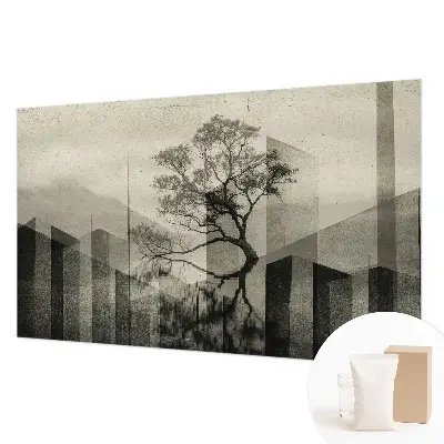 Fotobehang voor de slaapkamer met een rauwe, elegante uitstraling