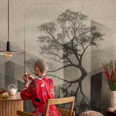 Fotobehang voor de slaapkamer met een rauwe, elegante uitstraling