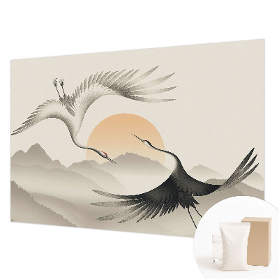 Kwalitatief fotobehang met Oosterse kraanvogels als ontwerp
