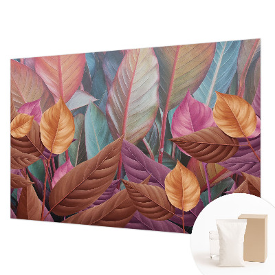 Behang met print met een kleurrijk bladmotief