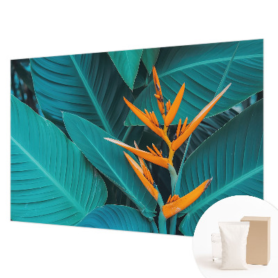Fotobehang voor slaapkamer met een bladrijk bloemenpatroon
