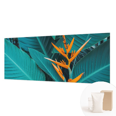 Fotobehang voor slaapkamer met een bladrijk bloemenpatroon