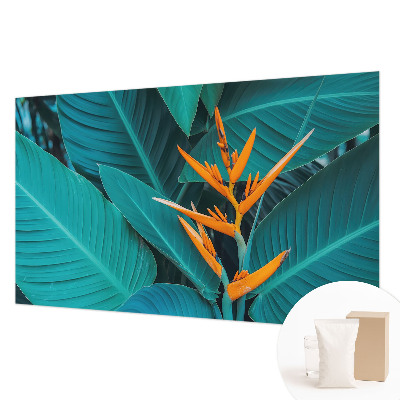 Fotobehang voor slaapkamer met een bladrijk bloemenpatroon