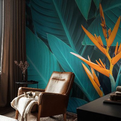 Fotobehang voor slaapkamer Bladrijke bloemen