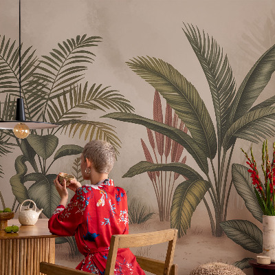 Modern fotobehang voor de woonkamer met een plantmotief