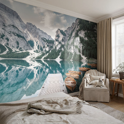 Modern fotobehang met een bergpanorama