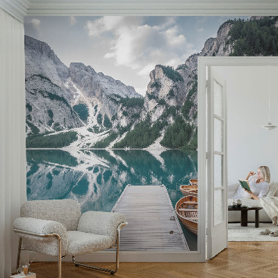 Modern fotobehang met een bergpanorama