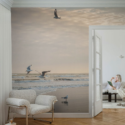 Fotobehang voor de woonkamer met een rustgevend zeegezichtenontwerp