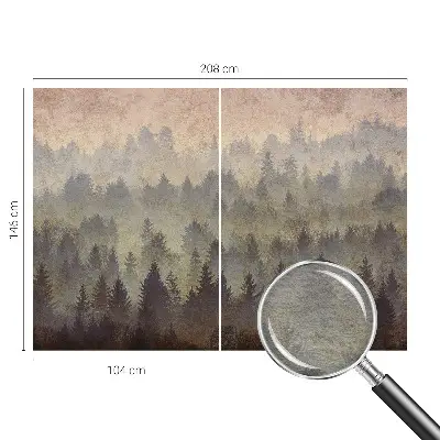 Groot fotobehang met een mistig bosmotief