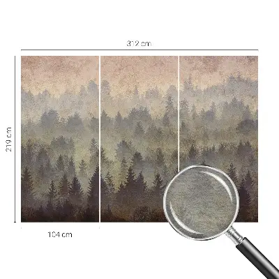 Groot fotobehang met een mistig bosmotief
