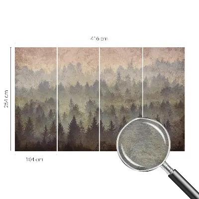 Groot fotobehang met een mistig bosmotief