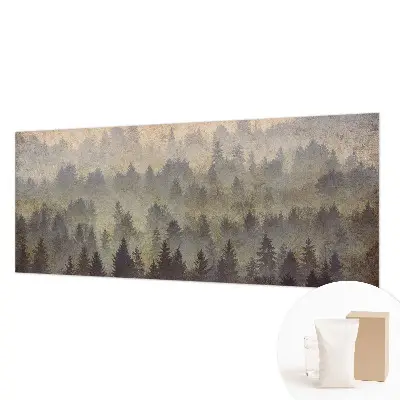 Groot fotobehang met een mistig bosmotief