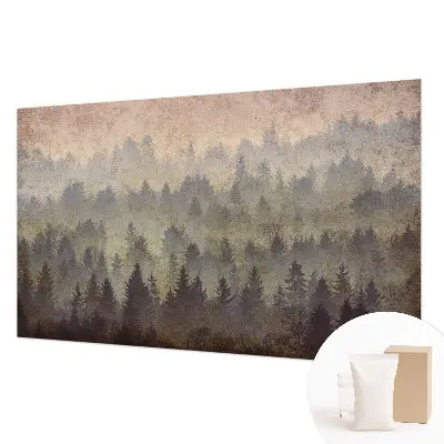 Groot fotobehang met een mistig bosmotief