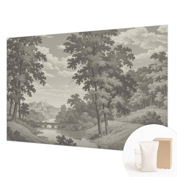 Vliesbehang fotobehang woonkamer Kasteel en brug
