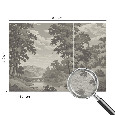 Vliesbehang fotobehang woonkamer Kasteel en brug