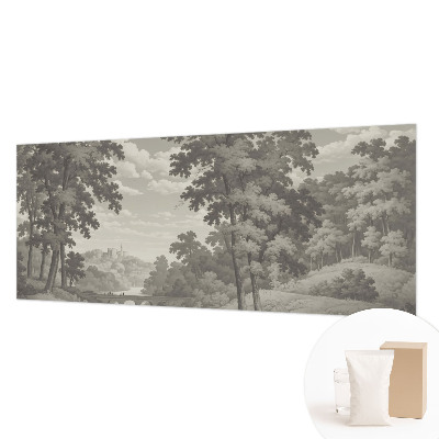 Vliesbehang fotobehang woonkamer Kasteel en brug