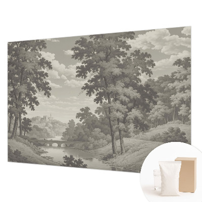 Vliesbehang fotobehang woonkamer Kasteel en brug