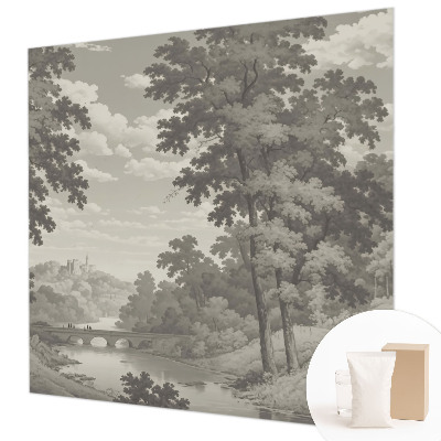 Vliesbehang fotobehang woonkamer Kasteel en brug