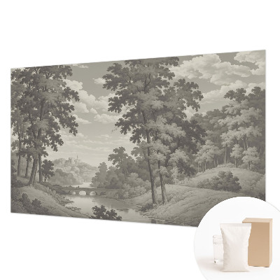 Vliesbehang fotobehang woonkamer Kasteel en brug