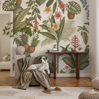 Behang met print met een exotische natuurrijke print