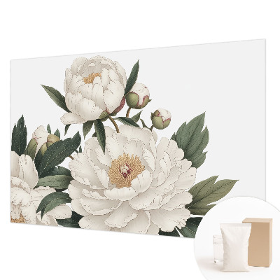 Foto behang op maat met witte pioenrozen
