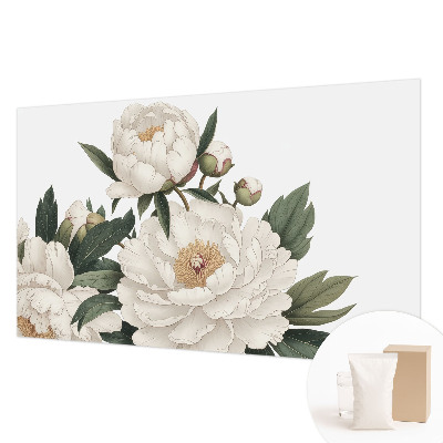 Foto behang op maat met witte pioenrozen