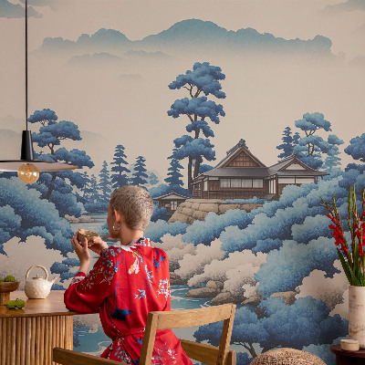 Fotobehang slaapkamer met een vredig natuurscène