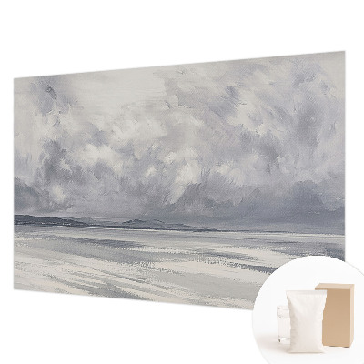 Fotobehang woonkamer met een afbeelding van een op handen zijnde storm aan de horizon