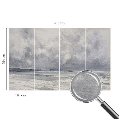 Fotobehang woonkamer met een afbeelding van een op handen zijnde storm aan de horizon