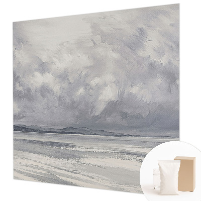 Fotobehang woonkamer met een afbeelding van een op handen zijnde storm aan de horizon
