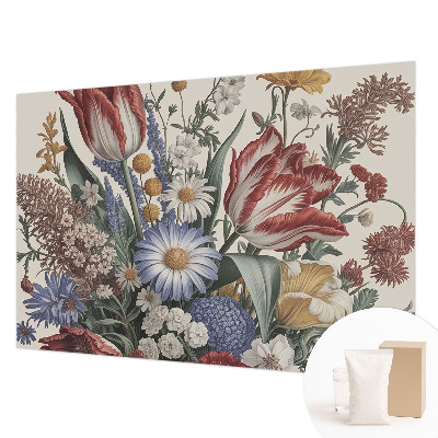 Fotobehang voor slaapkamer met een bloemenboeket als motief