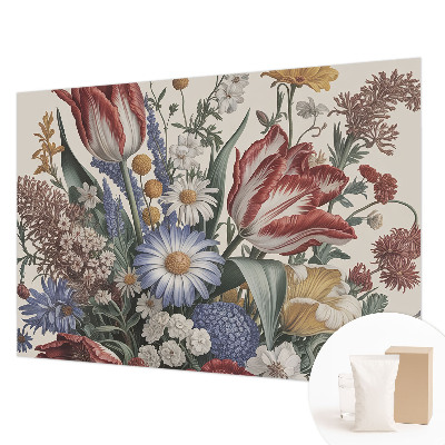 Fotobehang voor slaapkamer met een bloemenboeket als motief