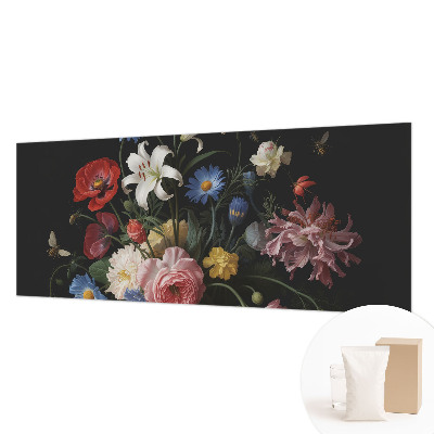 Modern fotobehang met bloemen en kleine insecten als decoratie