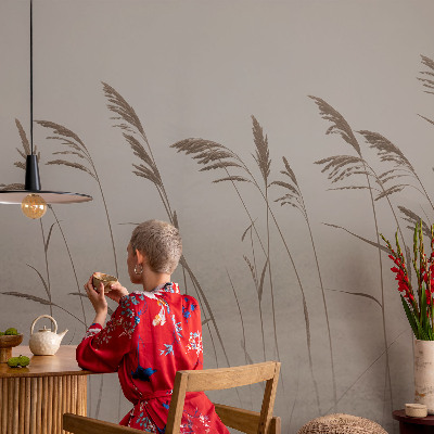 Fotobehang voor de slaapkamer Grassen in de mist