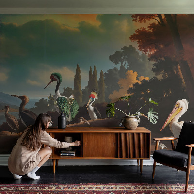 Premium fotobehang met een schilderachtig vogelmotief