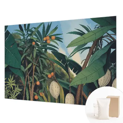 Vliesbehang fotobehang woonkamer met een tropische junglemotief