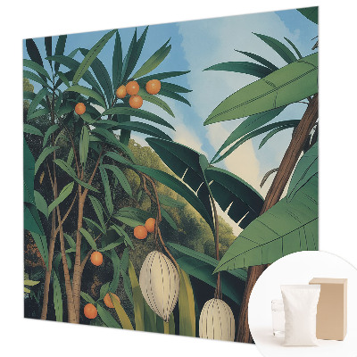 Vliesbehang fotobehang woonkamer met een tropische junglemotief