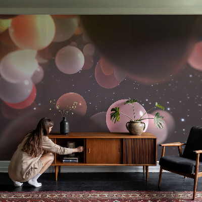 Fotobehang vliesbehang met motief van ruimteballen