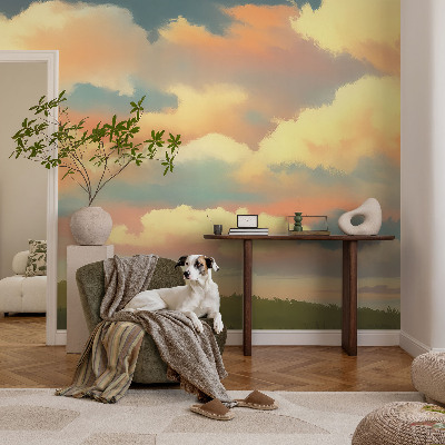 Luxe fotobehang met een print van hemelwolken