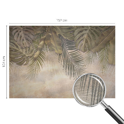 Behang met print met tropische bladeren als dessin
